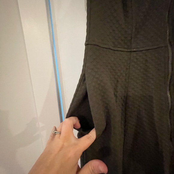 Olive Green Zippered Fit and Flare - Picture 2 of 4